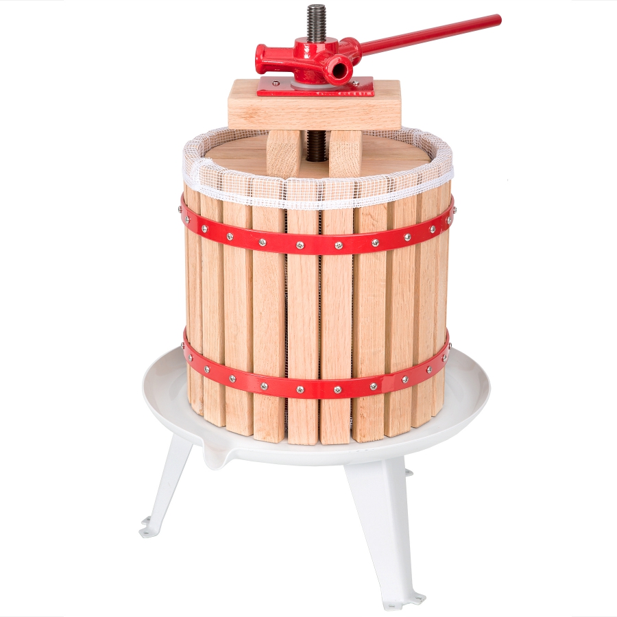 WilTec Presse à Fruits Manuelle 18L Bois de hêtre 285x581mm Broche métallique Pressoir Torchon Pressage Vin Fruit Chêne Cidre Presse- Pomme Agrumes Moût Extracteur Broyeur Baies