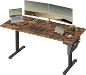 Bureau Électrique Réglable Marron rustique