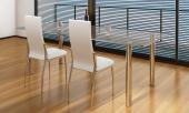 Set de 2 chaises blanches design "Dubai" pieds chromés salon cuisine