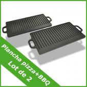 Plancha en fonte réversible XL plaque grill à pizza BBQ