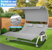 Chaise Longue Double +Toit Solaire – Bascule (maxi 240 kg) Gris -  Neuf