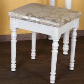 Tabouret Pouf pour coiffeuse en bois + MDF blanc env. 51x39x30 cm