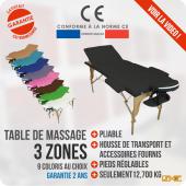 Table de massage BOIS 3 zones pliante