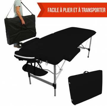 Table de massage Alu - 2 zones pliante - Différents coloris