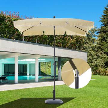 Parasol 2x1,25m - Rectangulaire Inclinable Imperméable Beige