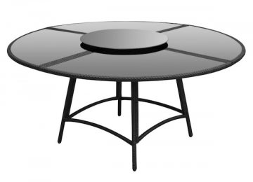 Salon de jardin en polyrotin Ensemble table ronde et chaises 12 personnes / Noir