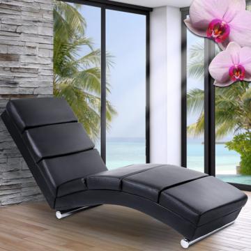Chaise longue fauteuil de relaxation terrasse jardin salon détente NOIR