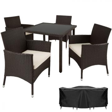 Salon de jardin resine - 4+1 / Marron