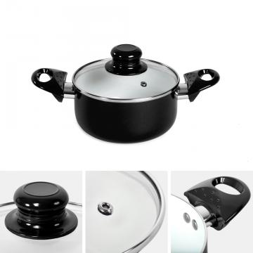 Batterie de cuisine kit casseroles poêle céramique marmites noir