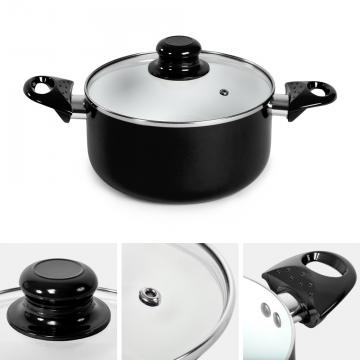 Batterie de cuisine kit casseroles poêle céramique marmites noir