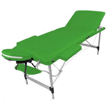 Table de massage Alu 3 zones pliante - blanche / Vert