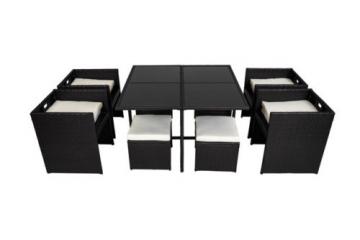 Meubles en rotin noir 4 chaises + 4 tabourets + 1 Table