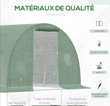 Serre de Jardin Tunnel 13,5 m² - 4,5x3m - 5