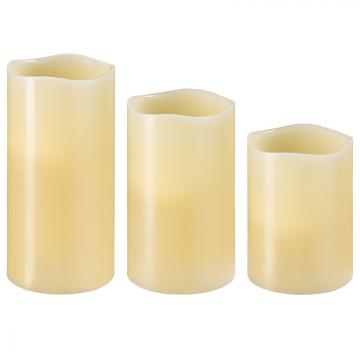 Lot de 3 Bougies LED à piles vraie cire avec télécommande Changement de couleur