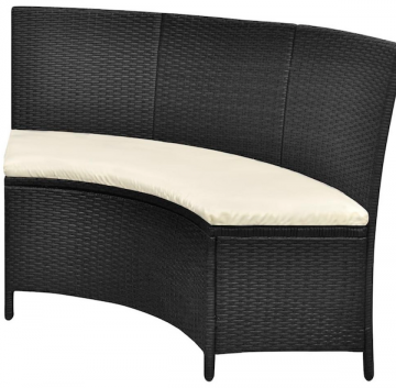 Salon de jardin en polyrotin Ensemble table ronde et chaises 12 personnes / Noir