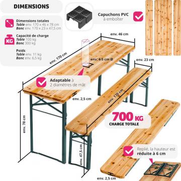 Salon de jardin bois - table et bancs-5