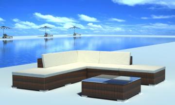 Salon apéritif résine tressée noir ou marron / Marron