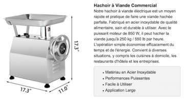 Hachoir à viande - hachoir electrique - hachoir pro-22