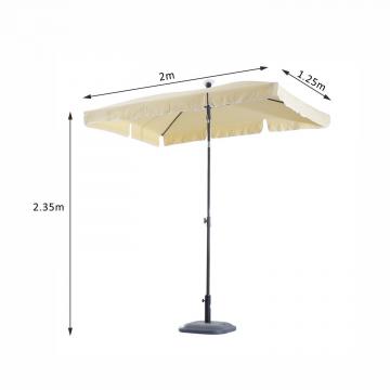 Parasol 2x1,25m - Rectangulaire Inclinable Imperméable Beige