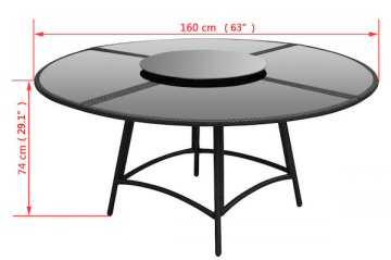 Salon de jardin en polyrotin Ensemble table ronde et chaises 12 personnes / Noir