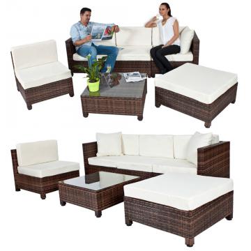 Ensemble Salon de jardin Résine Tressée Poly Rotin Aluminium noir / Brun mixte