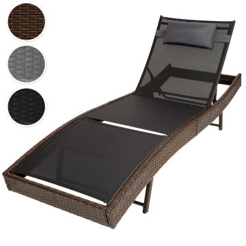 Chaise longue bain de soleil meuble de jardin en poly rotin transat coussin