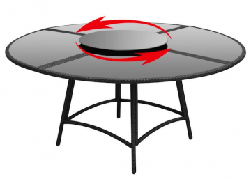 Salon de jardin en polyrotin Ensemble table ronde et chaises 12 personnes / Noir