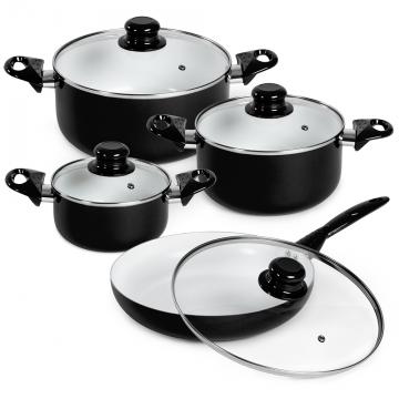 Batterie de cuisine kit casseroles poêle céramique marmites noir