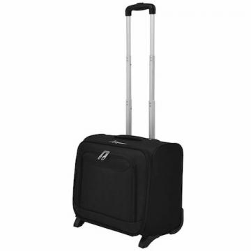 Pilot case trolley valise mallette de pilote sac à roulettes poignée noir-18