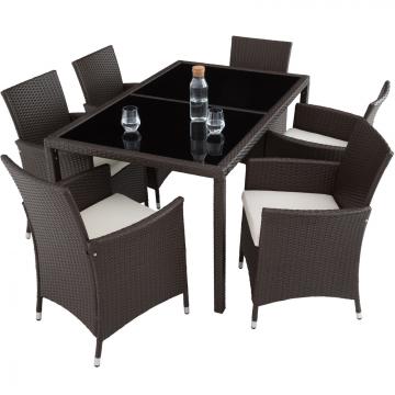 Salon de jardin resine - 6+1 / Mixed-marron