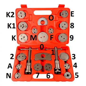 Coffret d'outils repousse piston étrier de frein 22 pièces avec mallett