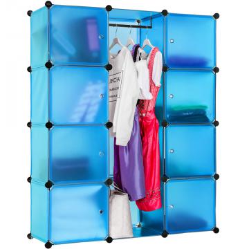 Etagères armoire penderie rangement plastique 8 casiers 1 tringle syst / Bleu