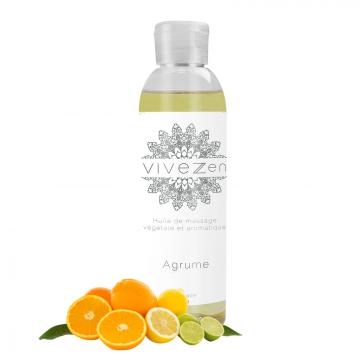 HUILE DE MASSAGE, MODELAGE 100% VÉGÉTALE 200 ML OU 1L / 16 PARFUMS / 200ml - Agrume