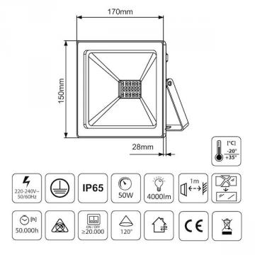 Projecteur - projecteur led - projecteur exterieur led-346-50w