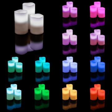 Lot de 3 Bougies LED à piles vraie cire avec télécommande Changement de couleur