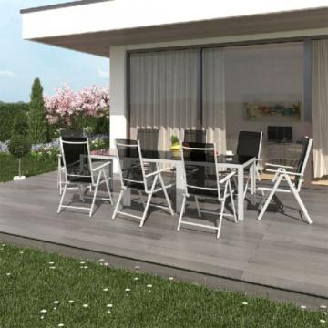 Salon Ensemble Mobilier de Jardin alu+verre,  8 chaises