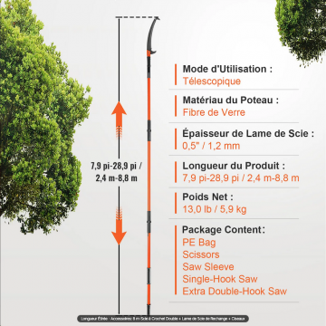 Scie à élaguer - élagueuse - échenilloir - 8