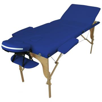 Table de massage BOIS 3 zones pliante / Bleu