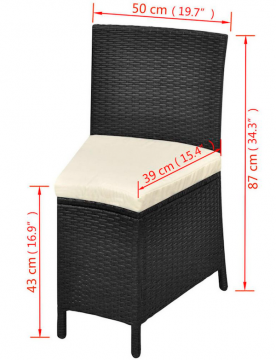 Salon de jardin en polyrotin Ensemble table ronde et chaises 12 personnes / Noir