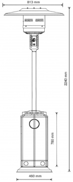 Parasol chauffant - chauffage d’extérieur gaz - acier gris clair