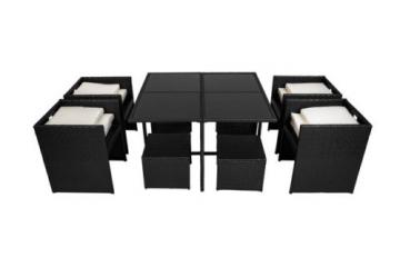 Meubles en rotin noir 4 chaises + 4 tabourets + 1 Table