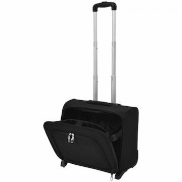 Pilot case trolley valise mallette de pilote sac à roulettes poignée noir-22