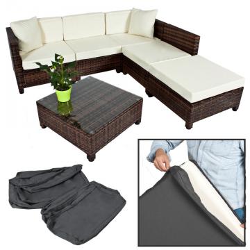 Ensemble Salon de jardin Résine Tressée Poly Rotin Aluminium noir / Brun mixte