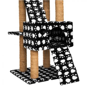 Arbre à chat griffoir grattoir jouet geant 2 grottes 169cm pour chats / Noir/Blanc
