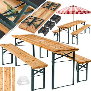 Salon de jardin bois - table et bancs-1