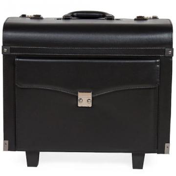 Pilot case trolley valise mallette de pilote sac à roulettes poignée noir-4