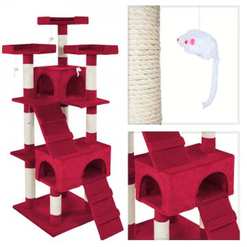 Arbre à chat 170 cm - Griffoir, Grattoir, Tronc + 4 Souris / Bordeaux