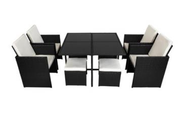 Meubles en rotin noir 4 chaises + 4 tabourets + 1 Table