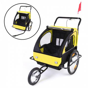 CONVERTIBLE JOGGER REMORQUE VELO 2EN1 JUSQU'A 2 ENFANTS AMORTISSEUR / Jaune/Noir - Black Frame