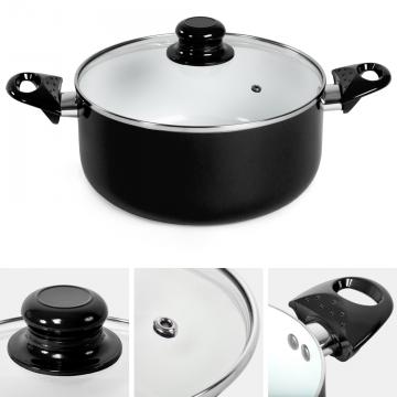 Batterie de cuisine kit casseroles poêle céramique marmites noir